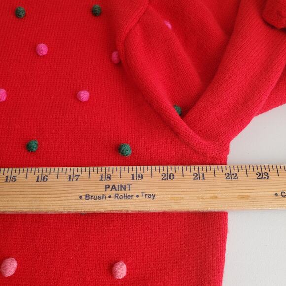 Women Simply Southern Red Pom Pom Holiday Sweater XXL Cottage Christmas Cozy NEW - Picture 8 of 13